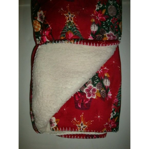 NWT Dream Home 50x70" Super Soft Throw Blanket Christmas Tree Sherpa Lined - Picture 3 of 4